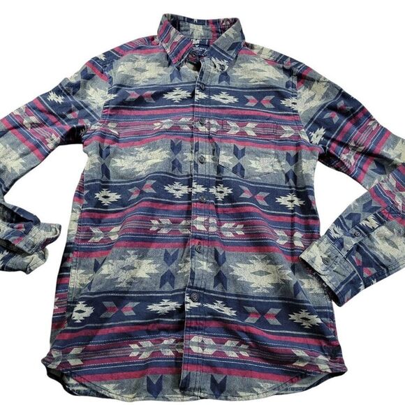 American Eagle Outfitters Shirt Mens Small Southwestern Aztec Print Button Up - Picture 1 of 8
